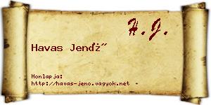 Havas Jenő névjegykártya